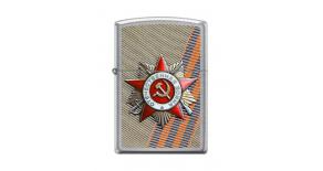 Зажигалка ZIPPO День победы с покрытием Street Chrome™, латунь/сталь, серебристая, 36x12x56 мм